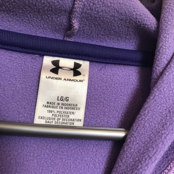 Under Armour Fleece Lined Hoodie Sweatshirt Purple/Lavender,Small UA Logo Size L - Picture 3 of 8